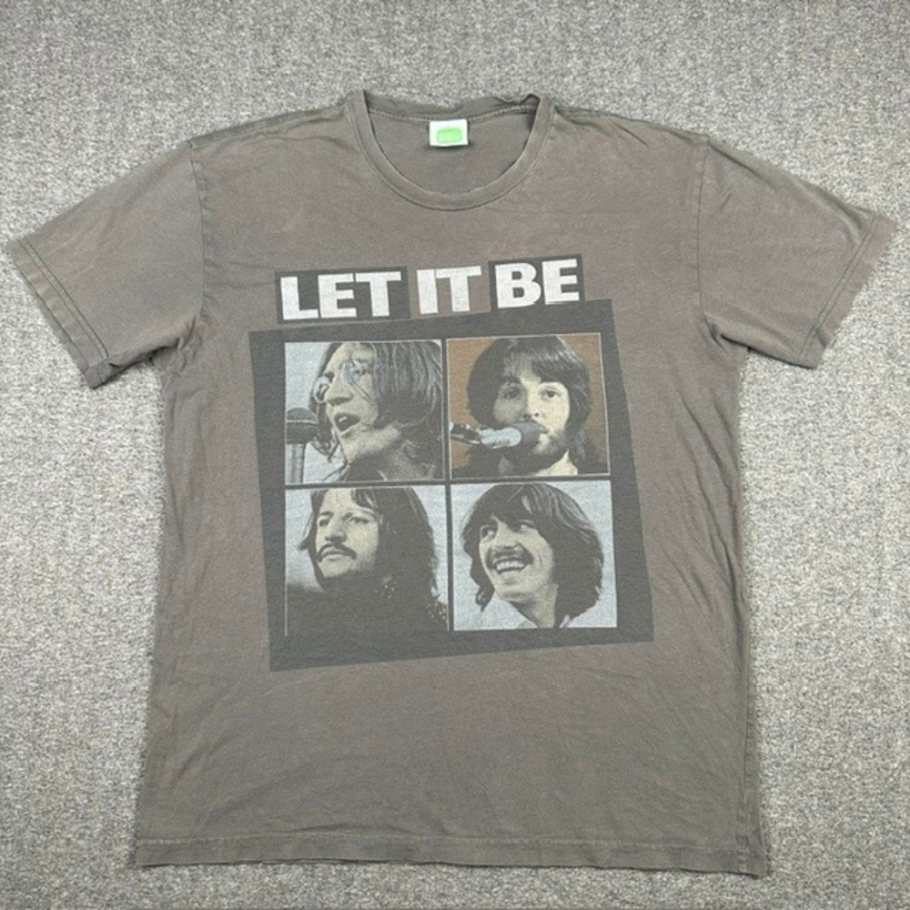 The Beatles Let It Be Graphic T-Shirt Grey 2005 Apple Corps Band Tee Mens Large